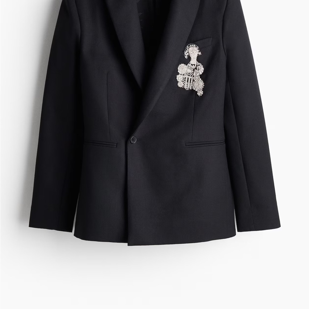 H&M Black Blazer with Silver Embellishment